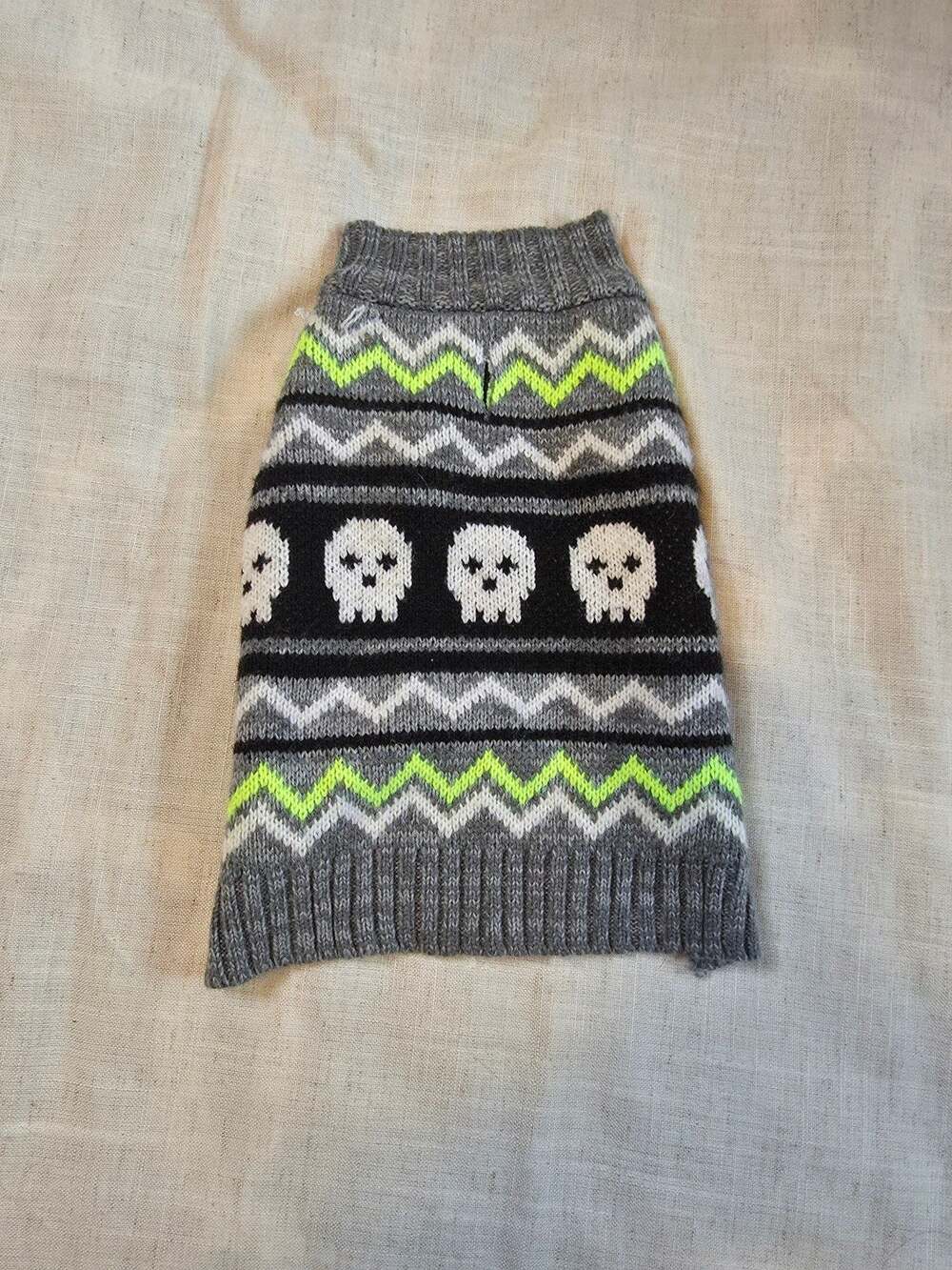 Dog Skull Fair Isle Knit Sweater Halloween Costume
